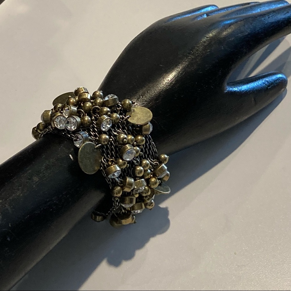 Anthropologie gold tone be-dazzled cuff bracelet